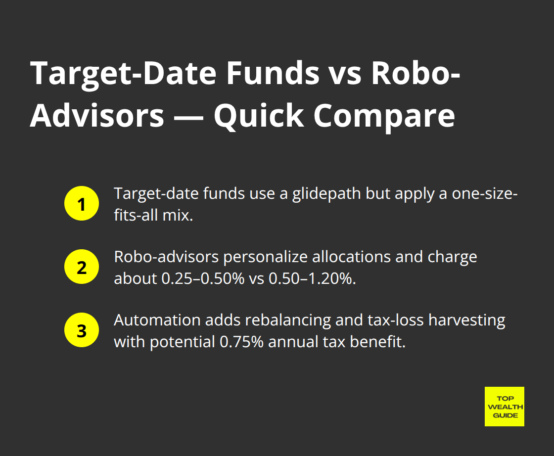 Concise comparison of target-date funds and robo-advisors for U.S. investors.
