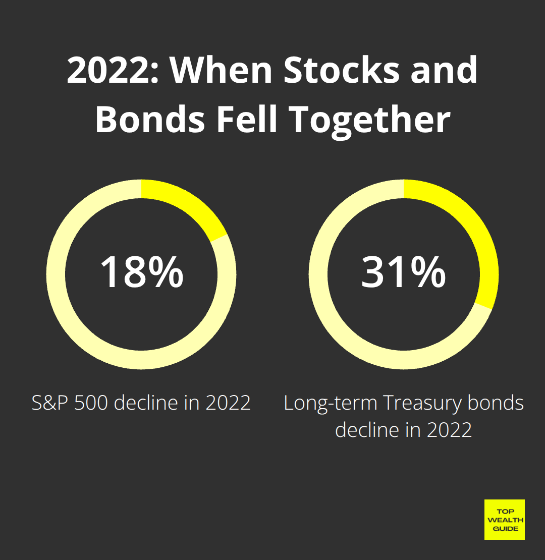 Chart showing the 2022 declines: S&P 500 down 18% and long-term Treasuries down 31%.