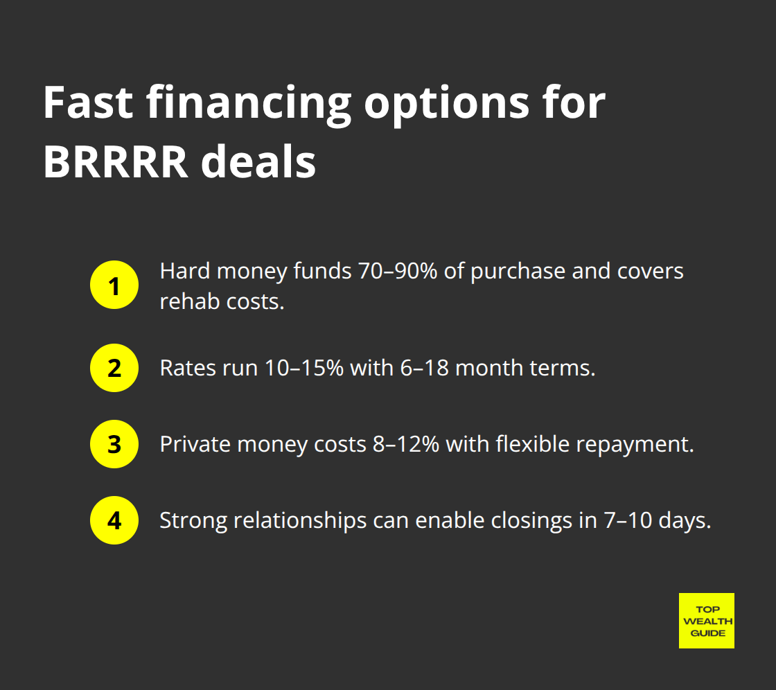 Key fast-money options and terms for BRRRR acquisitions - brrrr method financing