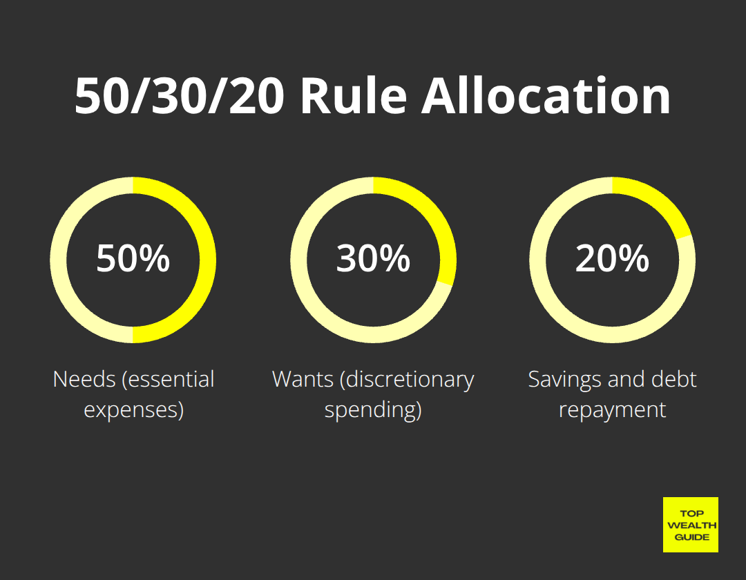 Breakdown of the 50/30/20 budgeting rule for stable income - budgeting apps
