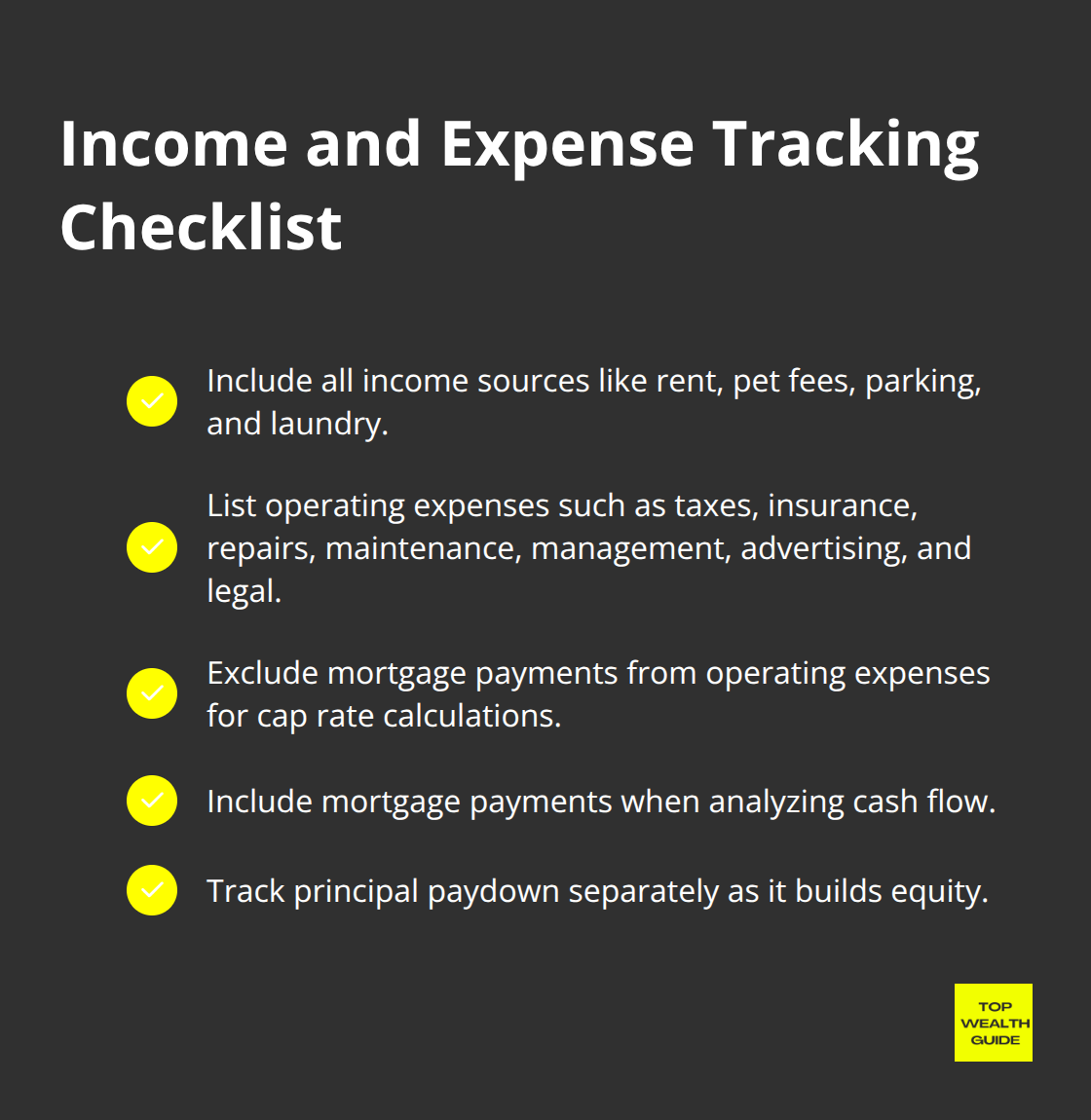 Checklist of what to include when tracking rental income and expenses - calculator for investment property