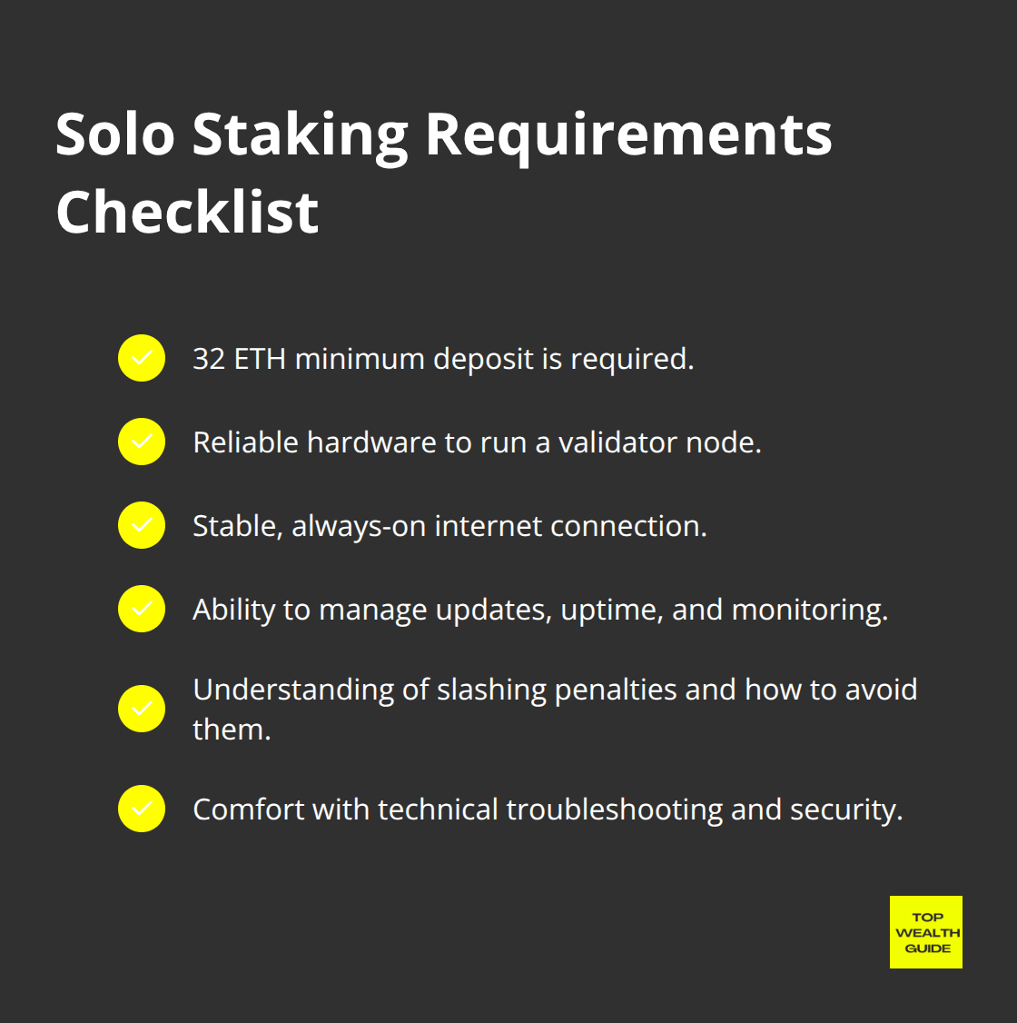 Checklist of solo staking prerequisites and considerations for U.S. investors - cryptocurrency staking