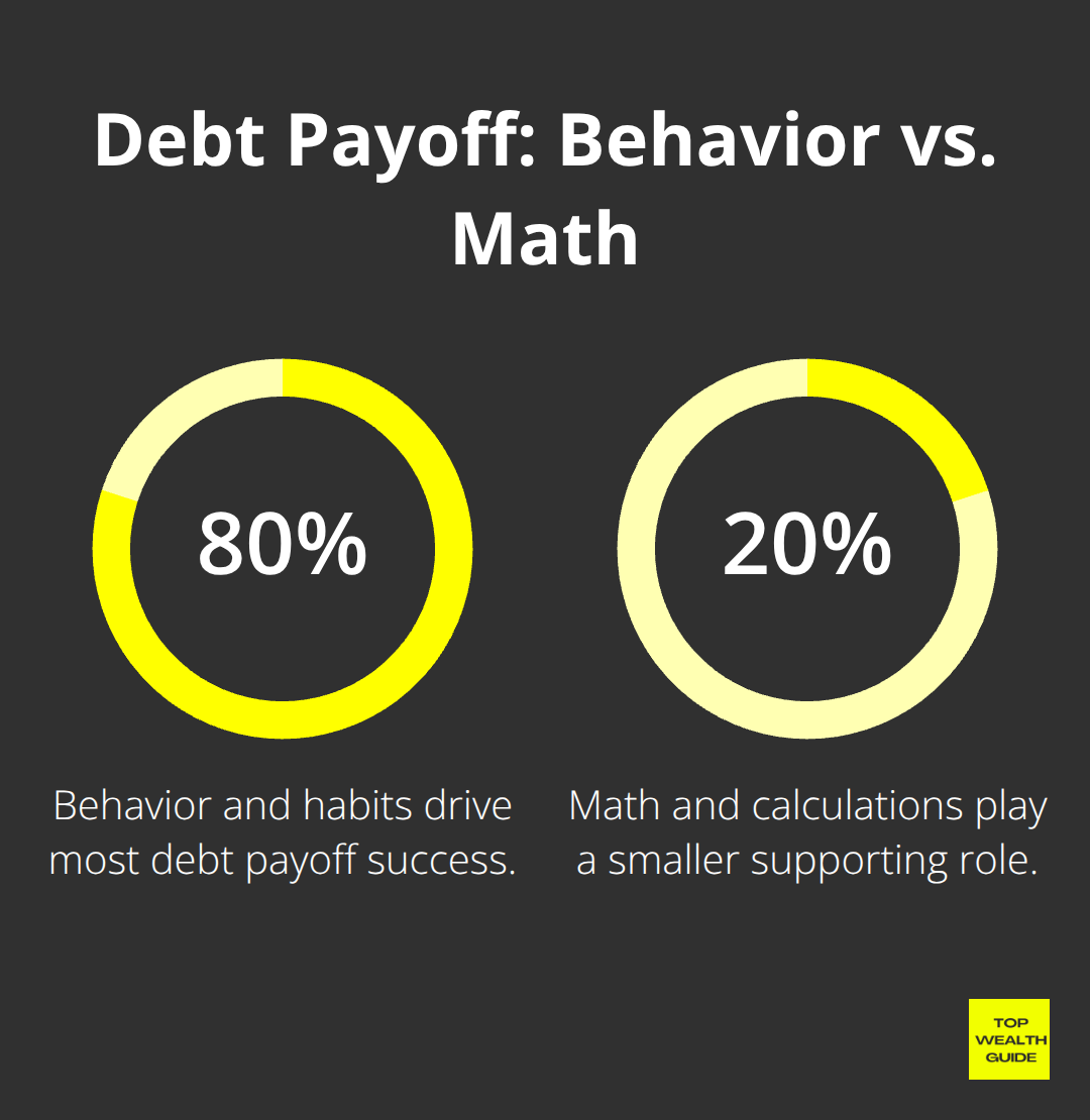 Chart showing that debt payoff success is driven mostly by behavior, not math.