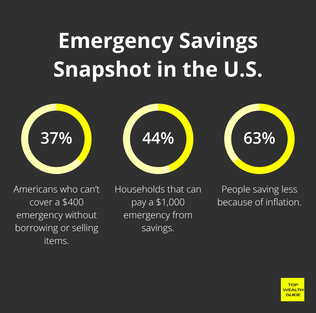 Key statistics on Americans’ ability to cover emergencies from savings.
