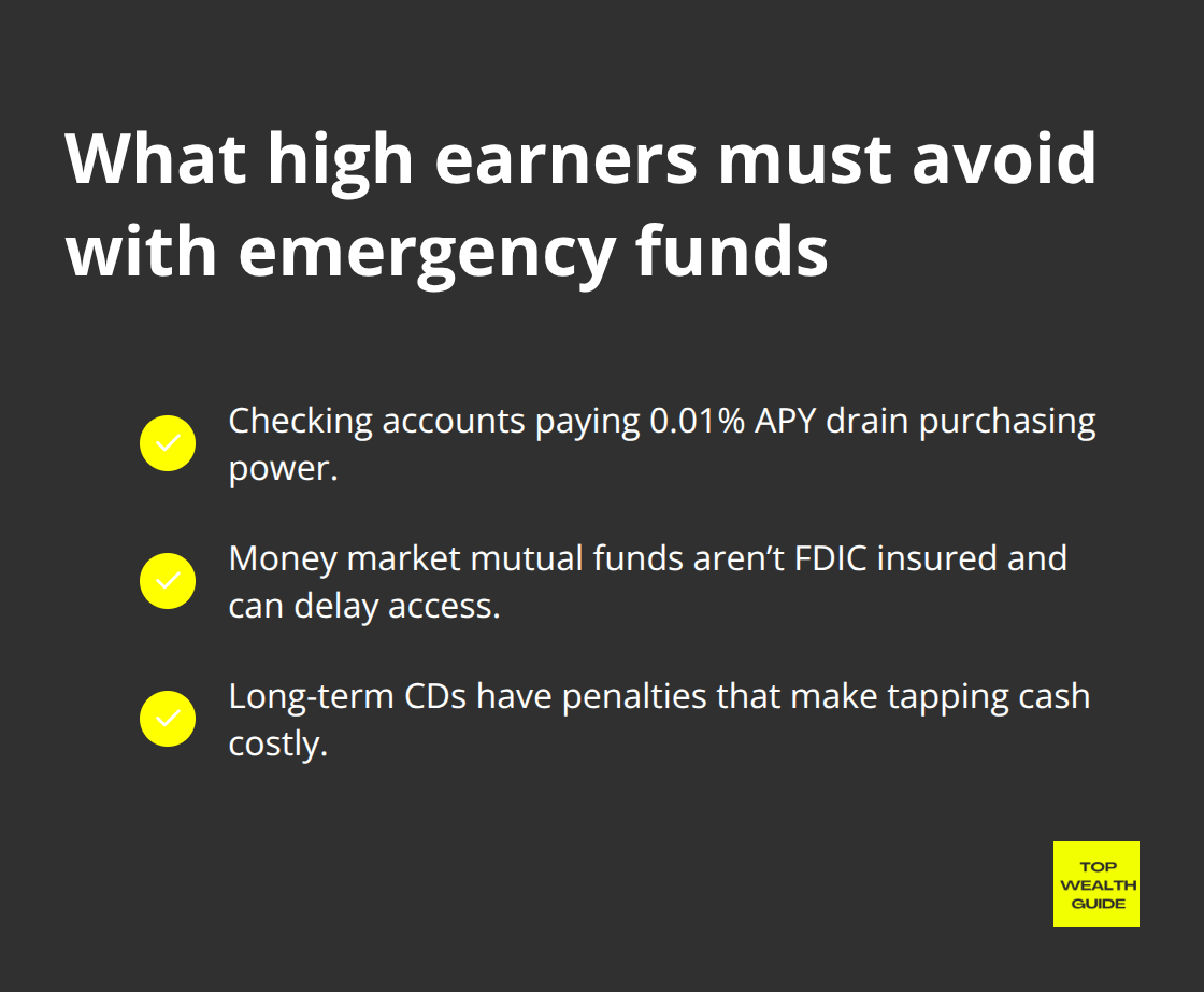 Checklist of common emergency-fund mistakes high earners should avoid - emergency savings