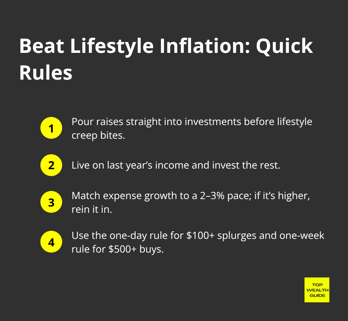 Compact list of rules to keep lifestyle creep from derailing wealth. - financial discipline