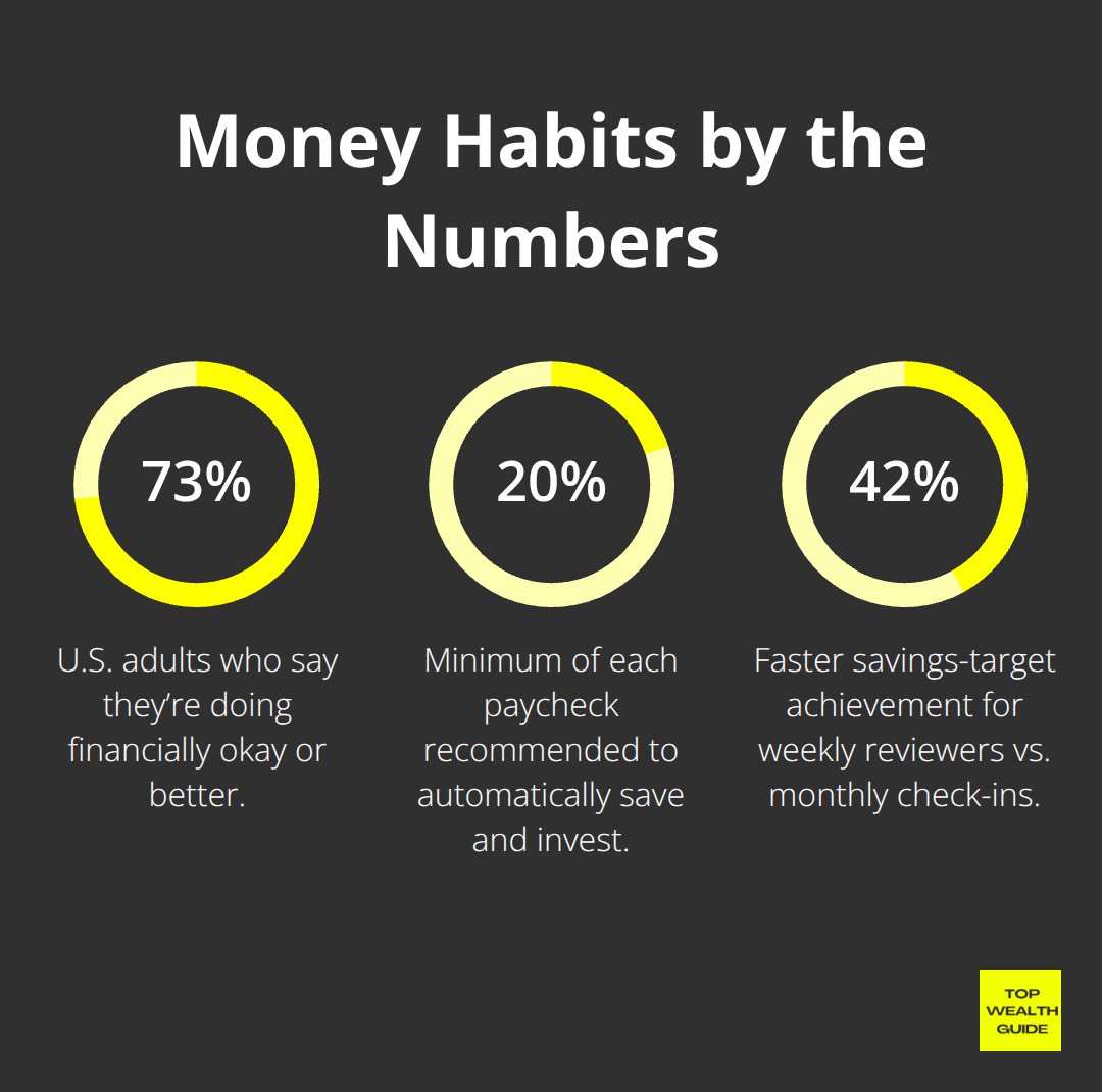 Visualization of key money habit statistics mentioned in the article - Financial habits