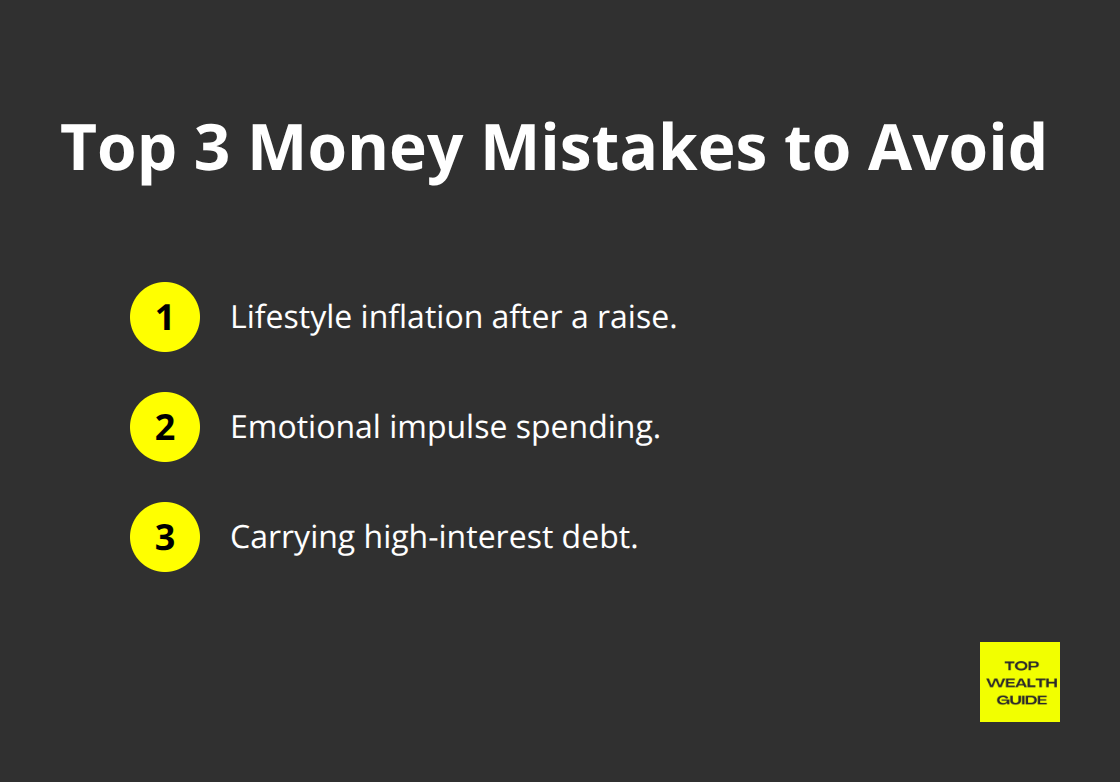 Compact list of the three most damaging money mistakes highlighted in the article - Financial habits
