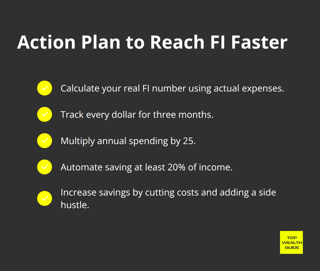 Checklist of immediate next steps to reach financial independence
