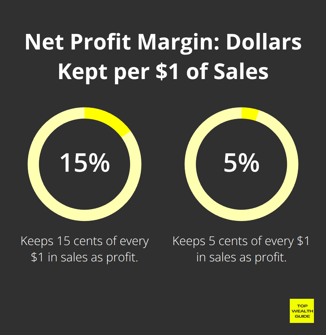 Comparison of companies keeping 15% vs 5% of each sales dollar as net profit margin. - financial ratios