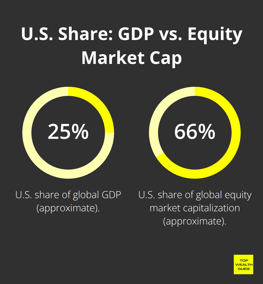 Comparison of the United States share of global GDP versus global equity market capitalization - foreign investing