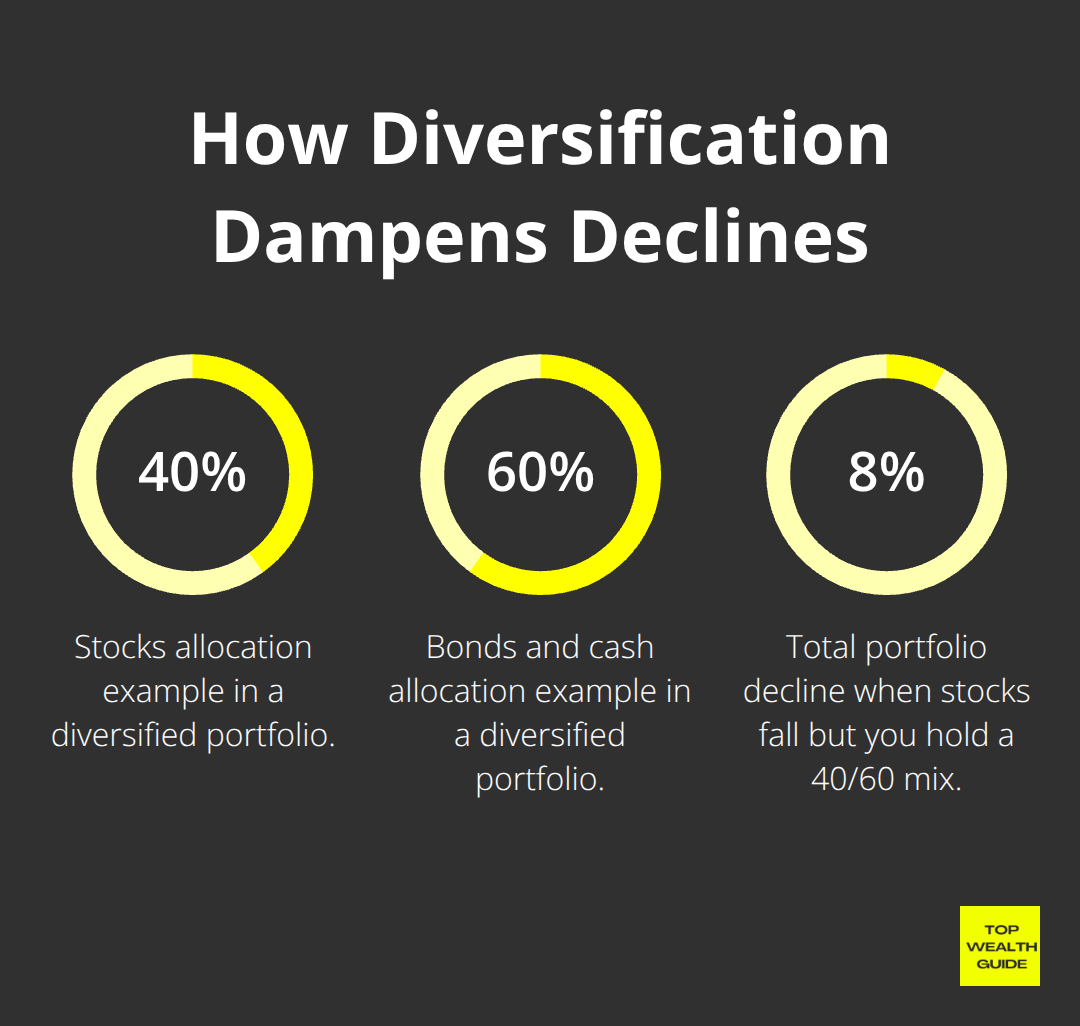 Percentage breakdown showing a 40/60 portfolio and its impact in a market drop - market psychology