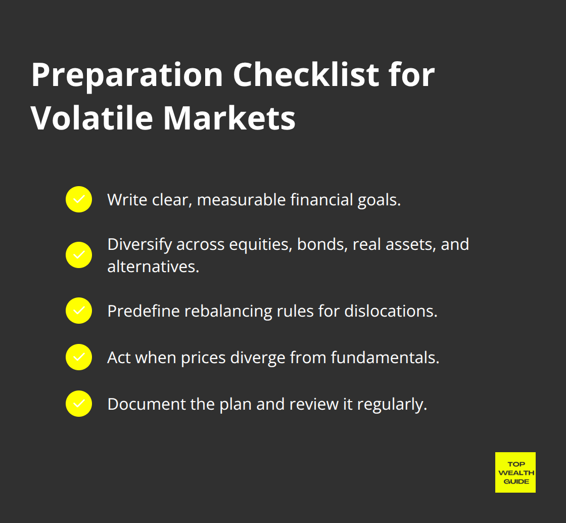 Checklist of preparation steps to profit during market swings. - market volatility