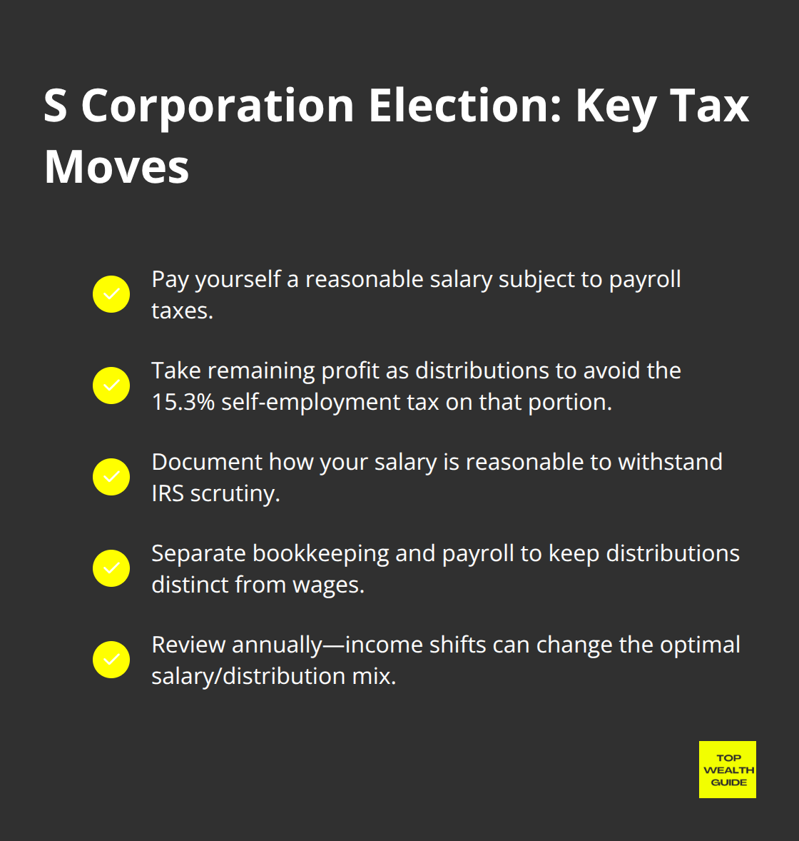 Checklist of core S Corporation tax strategies and safeguards for U.S. business owners - tax shelters