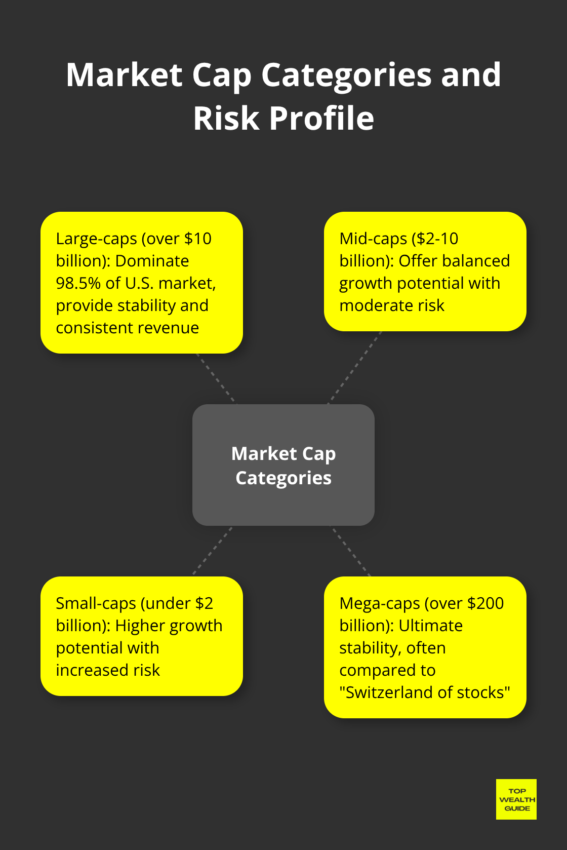 Hub and spoke chart showing different market cap categories and their characteristics