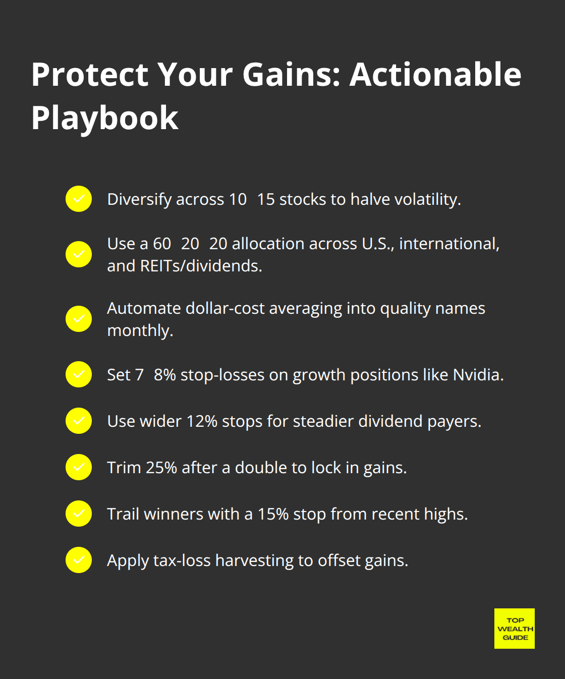 Checklist of portfolio protection tactics for U.S. investors - top stocks buy