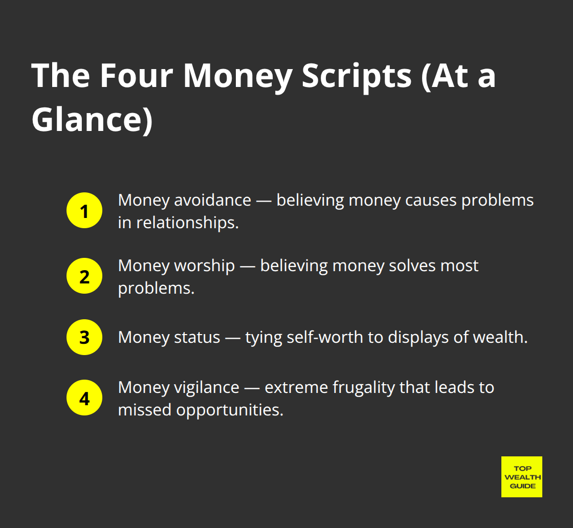 Quick overview of the four common money scripts that shape financial behavior.