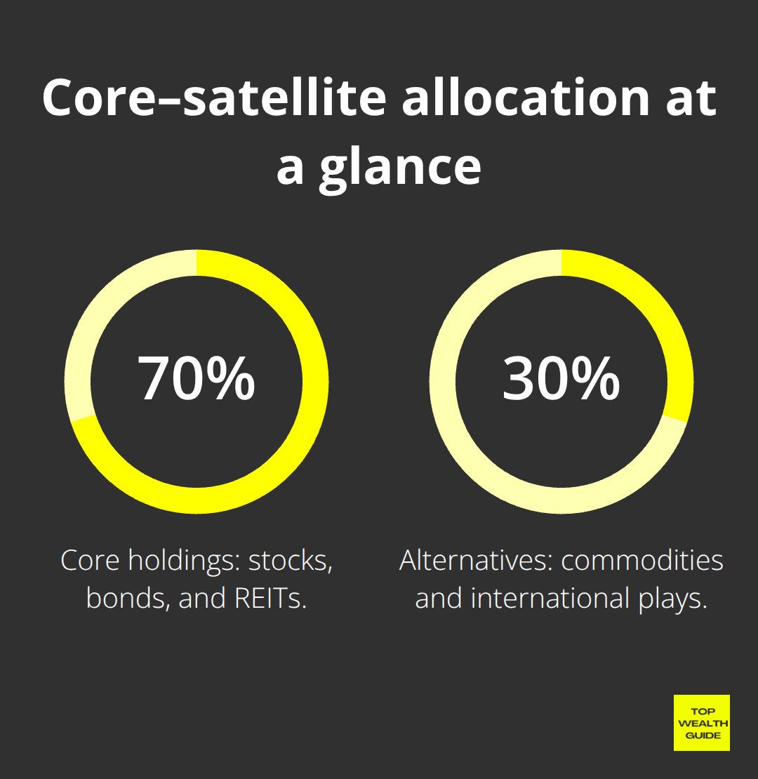 Pie-style breakdown showing 70% core holdings and 30% alternatives. - Wealth preservation